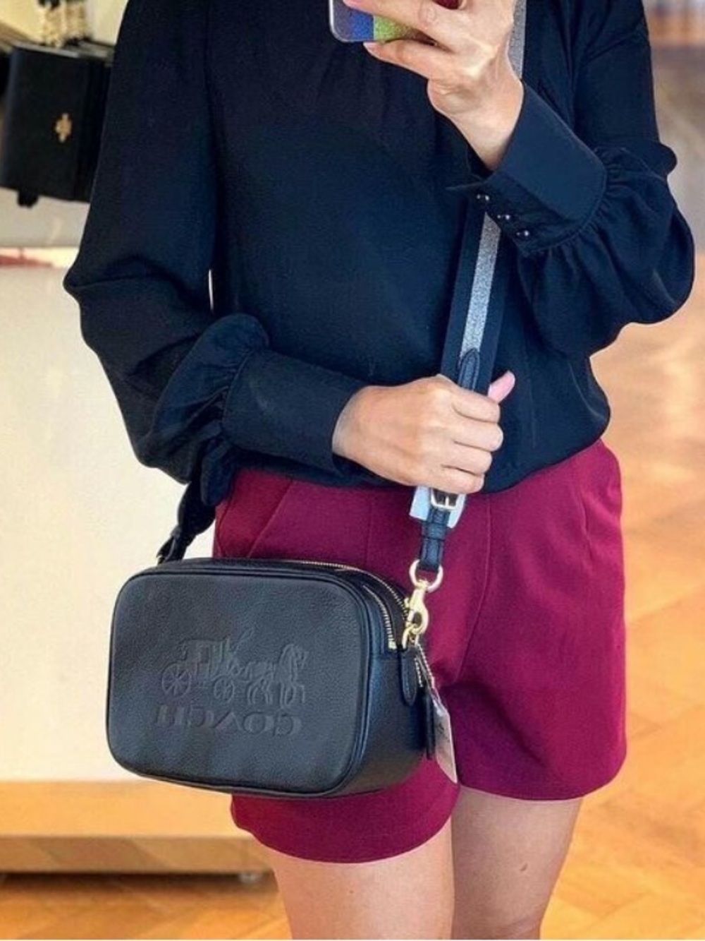 Coach Black Pebbled Leather Jes Crossbody Bag - Picture 16 of 16